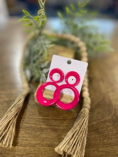 Wake Me Up Earrings Trendy Circle Earrings, Retro Pink Drop Earrings, Retro Pink Earrings For Party, Retro Pink Party Earrings, Pink Retro Earrings For Gift, Fun Pink Earrings For Pierced Ears, Pink Circle Earrings As A Gift, Pink Circle Earrings For Gift, Pink Circle Earrings For Gifts