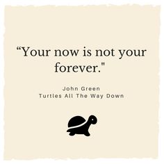 a quote from john green that says, your now is not your forevers turtles all the way down