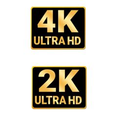 two black and gold signs with the words 4k ultra hd