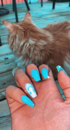 Louis Tomlinson Nails Designs, Cute Blue Acrylic Nails, Blue Acrylic Nails Designs, Blue Acrylic Nails Ideas, Acrylic Nails Blue, Minx Nails, Edgy Nails, Grunge Nails, Glow Nails