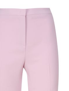 98% Polyester, 2% Elastane Lining: 67% Acetate, 33% Polyester Elegant Spring Pants In Elastane, Elegant Spring Pants, Spring Trousers With Concealed Placket, Spring Bottoms With Concealed Placket And Tapered Leg, Office Trousers With Structured Boning, Chic Bottoms With Pressed Crease, Chic Straight Pants With Concealed Placket, Spring High-waisted Pants With Concealed Placket, Luxury Pink Summer Pants