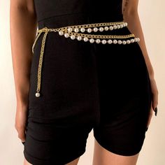 Description:Trendy Layered Beaded Pearl Waist ChainSpecificationMaterial: Aluminum.Iron.Artificial PearlLength: 41.3"Weight: 2.3 oz/pcsChain Colors: GoldFeatures & DetailsThis trendy waist chain is made of environmental friendly materials. which is solid. durable. lightweight and very comfortable and healthy for daily wear. Pearls are beautiful gems from oyster in nature. also has been designated as the June Birthstone which is classic. elegant and timeless.The chic waist chain is suitable for any seasons. not only in summer. but also in winter. spring and autumn. It shines from all directions and definitely will draw a lot of attention.This belt chain can be matched with your jeans. leather pants. dress and so on. also suitable for travel. party. wedding or other casual occasions.This bod Gold Beaded Waist Chain, Gold Waist Chain With Pearl Details For Party, Gold Pearl Chain Waist Chain For Party, Elegant Gold Beaded Waist Chain, Pearl Waist Chain, Thigh Chain, Lagoona Blue, Wear Pearls, Chain Belts