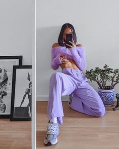 Rachel Tee Tyler 🇵🇭 on Instagram: “it’s been over 2 months, but i finally put real pants on 🥰 not going anywhere, just practicing LOL.” Purple Monochromatic Outfit, Purple Monochrome Outfit, Real Pants, Lavender Outfit, Purple Fits, Monochromatic Outfit, Fashion Top Outfits, Monochrome Outfit, Purple Pants