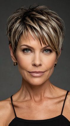 Short Hairstyles for Women Over 50 Short Hairstyles For 50+ Women, Shortcuts Hairstyle, Short Pixie Hairstyles For Older Women, Short Hair For Women In Their 40s Pixie Cuts, Pixie Hairstyles For Women In 40s, Bob Hair Styles For Women Over 50, Medium Stacked Bob Hairstyles, Short Hair From The Back, Hair For Fine Hair