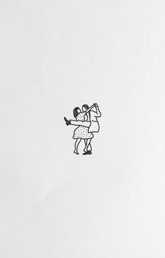 a drawing of two people hugging each other on a white sheet that has been drawn with black ink