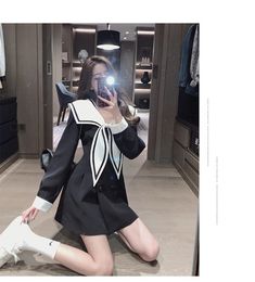 Preppy Style Elegant Blazer Dress Sailor Collar Design · KoKo Fashion · Online Store Powered by Storenvy College Dress, Gothic Kawaii, White Women Dresses, Elegant Blazers, Buy Skirts, Sailor Dress, Kawaii Dress, Work Place, Sailor Collar