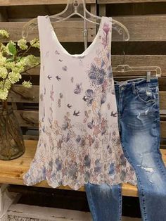 Vintage Crew Neck, Womens Tank Tops, Loose Tank, Loose Tank Tops, Where To Shop, Floral Print Shirt, Sleeveless Tops, Summer Style Casual, Casual Tank Tops