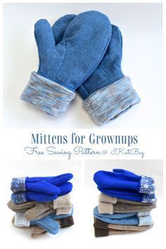 mittens for grownups free sewing pattern and video