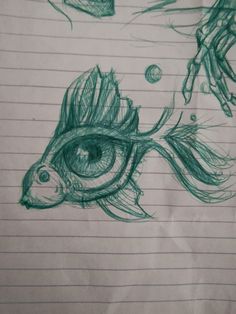 a drawing of a fish with an eye on it