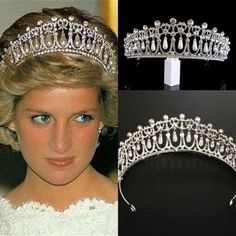 the princess's tiara is shown in three different pictures, including one with blue eyes