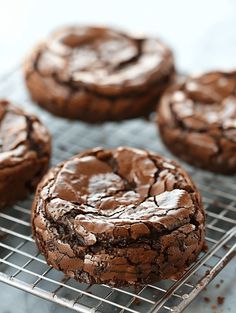 chocolate cookies cooling on a wire rack