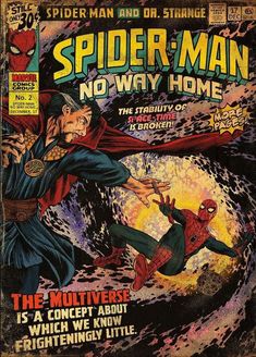 the cover to spider - man no way home, featuring an image of a man flying through