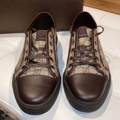 New Classic Gg Gucci Sneakers, Never Worn, Comes With Extra Laces,Dust Bags, Box Gucci Sneakers, Men Sneakers, New Classic, Gucci Shoes, Gucci Men, Mens Shoes Sneakers, Dark Brown, Men's Shoes, Dust Bag