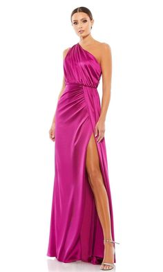 Prom Long, Satin Evening Dresses, Mac Duggal Dresses, Evening Dress Floor Length, Dresses Formal Elegant, One Shoulder Gown, Evening Gowns Elegant, Designer Prom Dresses, Satin Gown