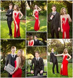 a collage of photos with people dressed in formal wear and posing for the camera