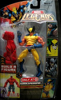 the wolverine action figure is shown in its package, and it appears to be on display