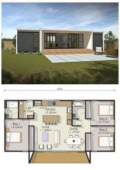 the floor plan for a small house with an attached garage and living room, as well as