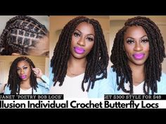 Individual Butterfly Locs, Crochet Goddess Faux Locs, Bob Locs, Crochet Braid Pattern, Butterfly Locs, Braid Patterns, Crochet Braid, Goddess Locs, Crochet Butterfly