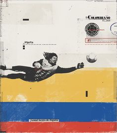 an image of a man diving for a soccer ball in the air with words above it