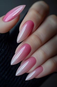 Shilak Ideas, Dark Pink Ombre Nails, Berry Pink Nails, Powered Nails, Pink Base Nails, Pink To White Ombre Nails, Classy Pink Nails, Pink Ombre Nail Designs, Stiletto Nail Ideas