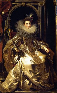 La marquise Maria Serra Pallavicini by Peter Paul Rubens (1577-1640). Gold. Paul Rubens, Peter Paul Rubens, Gold Dress, A Woman, Gold