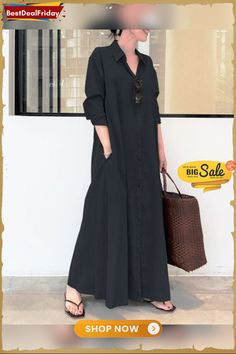 Casual Solid Cotton Linen Shirt Collar Long Sleeve Maxi Dress P591060 Casual Long Shirt Dress With Pockets, Casual Long Shirt Dress, Casual Long Sleeve Shirt Dress With Pockets, Casual Maxi Shirt Dress With Pockets, Casual Long Sleeve Maxi Dress With Button Closure, Casual Collared Maxi Dress With Pockets, Casual Long Sleeve Maxi Dress With Buttons, Casual Maxi Dress With Button Closure For Fall, Casual Collared Maxi Dress With Button Closure