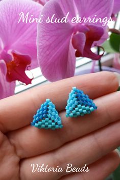 #Tinyearrings #studearrings #triangle #blue #beaded #jewelry, #Minimalism #outfit #Motherday Geometric Outfit, Blue Beaded Jewelry, Minimalism Outfit, Beadwork Necklace, Rope Jewelry, Cardboard Gift Boxes, Beaded Cuff Bracelet, Mini Studs, Jewelry Minimalist