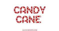 the words candy cane written in red ink on a white background with an orange border