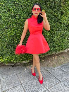 "Cheongsam cocktail mini dress,High neck qipao Chinese dress for women,Asian dress Gift for best friend Gift for daughter  ❤️Model is 5.5 ft.(165 cm.) wearing US6 (bust35\" waist 28\" hips 38\") In a world where tradition meets modernity, this Qipao short dress stands as a unique embodiment of cultural beauty. Seamlessly blending the classic Mandarin dress style with contemporary fashion, this piece is more than just a garment; it's a celebration of heritage and modern elegance. It is designed with a keen eye for detail, ensuring each dress resonates with the beauty of the wearer. - **Floral Elegance A floral dress that captures the essence of nature's beauty, featuring exquisite flower patterns that adorn the fabric, creating a stunning visual appeal. - **Cheongsam Mini Dress Plus Size Em Sleeveless Cheongsam For Evening, Sleeveless Spring Wedding Cheongsam, Sleeveless Mini Dress For Spring Banquet, Chic Sleeveless Mini Dress For Banquet, Spring Wedding Sleeveless Cheongsam, High Neck Sleeveless Dress For Party, Spring Banquet Mini Length Sleeveless Dress, Spring Sleeveless Mini Dress For Banquet, Red High Neck Mini Dress For Party