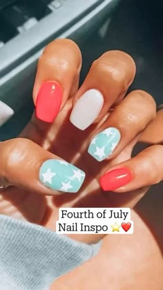 Inspo for the 4th nails (not my pics) Country Acrylic Nails, Teen Nails, Western Nails, Country Nails, Simple Acrylic Nails, July Nails, Cute Gel Nails, Acrylic Nails Coffin Short