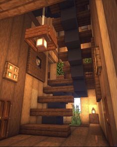 Staircase Minecraft, Chalet Minecraft, Minecraft Staircase, Houses Simple, Build Minecraft, Houses Modern, Rumah Minecraft Sederhana, Minecraft Interior