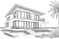 this is an artist's rendering of the front elevation of these beach house plans