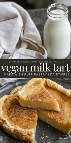 Vegan Puff Pastry Milk Tart Cultural Recipes, Vegan Tarts, Sweets Ideas, Milk Tart, Dairy Free Cream, Vegan Bakery, Vegan Milk