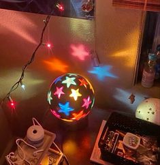 a light up ball sitting on top of a table