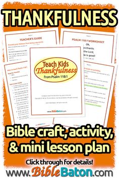 the bible lesson for kids to teach how to use thanksgiving activities and printables