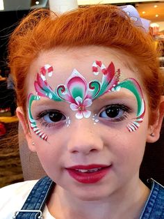 Candyland Face Paint, Christmas Facepainting Ideas, Christmas Facepainting Kids Easy, Xmas Face Painting, Holiday Face Paint, Christmas Face Paint Ideas, Elf Face Paint