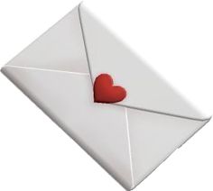 an envelope with a red heart on it and the letter in the envelope is white