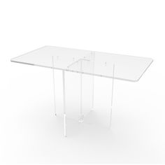 a clear glass table on a white background