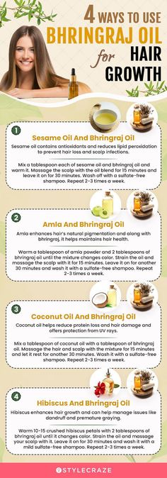 Bhringraj oil for hair growth is an excellent treatment to stimulate hair growth and prevent premature graying of hair. Click here to learn how to use this oil. Hair Thickening Oil, Hair Growth Oil Recipe, Oil For Hair Growth, Hair Care Recipes, Oil For Hair, Infused Oils