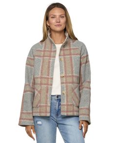 Our Katy Reversible Jacket is the best of both worlds. One side features a pretty plaid pattern and the other, a solid neutral corduroy for a fully reversible look. The relaxed mid-length jacket has a pop-up collared neckline, full button placket, and front patch pockets. Small: 24” front length from highest point shou Reversible Jacket, Utility Jacket, Check Pattern, Tan Color, Button Placket, Plaid Pattern, Outerwear Jackets, Mid Length, Pop Up