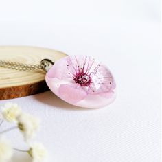 This cherry flower necklace is made from a real cherry flower picked up from the place where I live. A unique sakura necklace as the most unique birthday gift idea for women. In general, a cherry flower necklace (japanese flower necklace) is an outstanding full of significance complement for you. This sakura blossom necklace is part of my pale pink jewelry. The hypoallergenic stainless steel and the high-gloss crystalline resin gives this cherry flower necklace a precious and enamelled look. Use Sakura Necklace, Cherry Blossom Ring, Cherry Blossom Necklace, Birthday Gift Ideas For Women, Cherry Flower, Pressed Flower Necklace, Gift Idea For Women, Japanese Flower, Tiny Bow