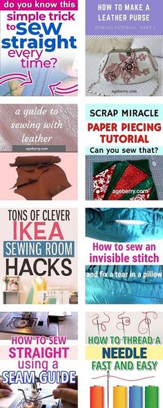 several different types of sewing supplies are shown in this collage with the words, how to sew and how to use them