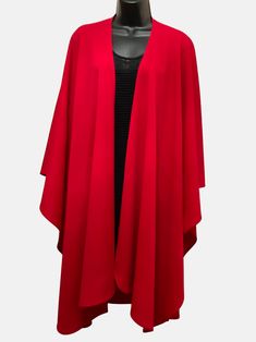 Deep red poly crepe classic wrap with detached signature matching scarf. Delicate care Elegant Red Winter Shawl, Elegant Red Silk Shawl, Luxury Red Silk Shawl, Red One-size Cape Shawl, Elegant Red One-size Scarves, Deep Red, Boutique, Red