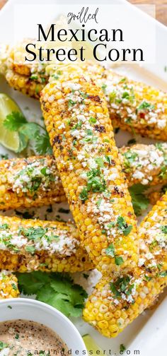 mexican street corn on the cob with dipping sauce