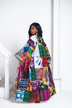 NANA PATCHWORK African Print LONG Kimono Kimono Sewing, African Print Kimono, My True Self, Mode Kimono, African Inspired Clothing, African Inspired Fashion, African Clothes, African Clothing Styles, Print Kimonos