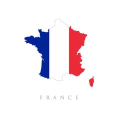 the map of france with the colors of the national flag on it's side