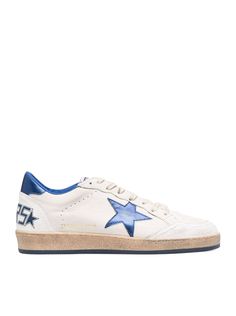 56% Goat leather, 34% Cow leather, 8% Poliester, 2% Nylon Leather Sneakers With Star Logo For Streetwear, Leather Low-top Sneakers With Star Patch, Casual Leather Sneakers With Star Patch, Blue Golden Goose, Investment Bags, Goose Sneakers, Shoes Stand, Golden Goose Sneakers, Louis Vuitton Designer