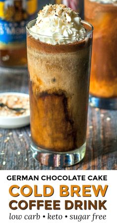 two glasses filled with cold coffee drink and topped with whipped cream