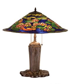 Meyda Tiffany - 32300 - Three Light Table Lamp - Tiffany Pond Lily - Vacr Pink Leaf Lamp, Pond Lily, Green Lily, Stained Glass Lamp Shades, Stained Glass Lamp, Tranquil Blue, Artistic Lighting, Tiffany Table Lamps, Table Top Lamps