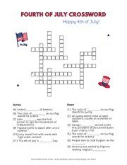 a crossword puzzle with the words fourth of july